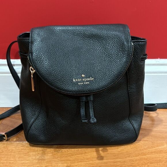 kate spade Black Pebbled Leather Drawstring Backpack main image 10